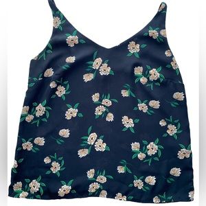 Banana Republic XSP Spaghetti Strap Floral Shirt. Blue with yellow flowers.